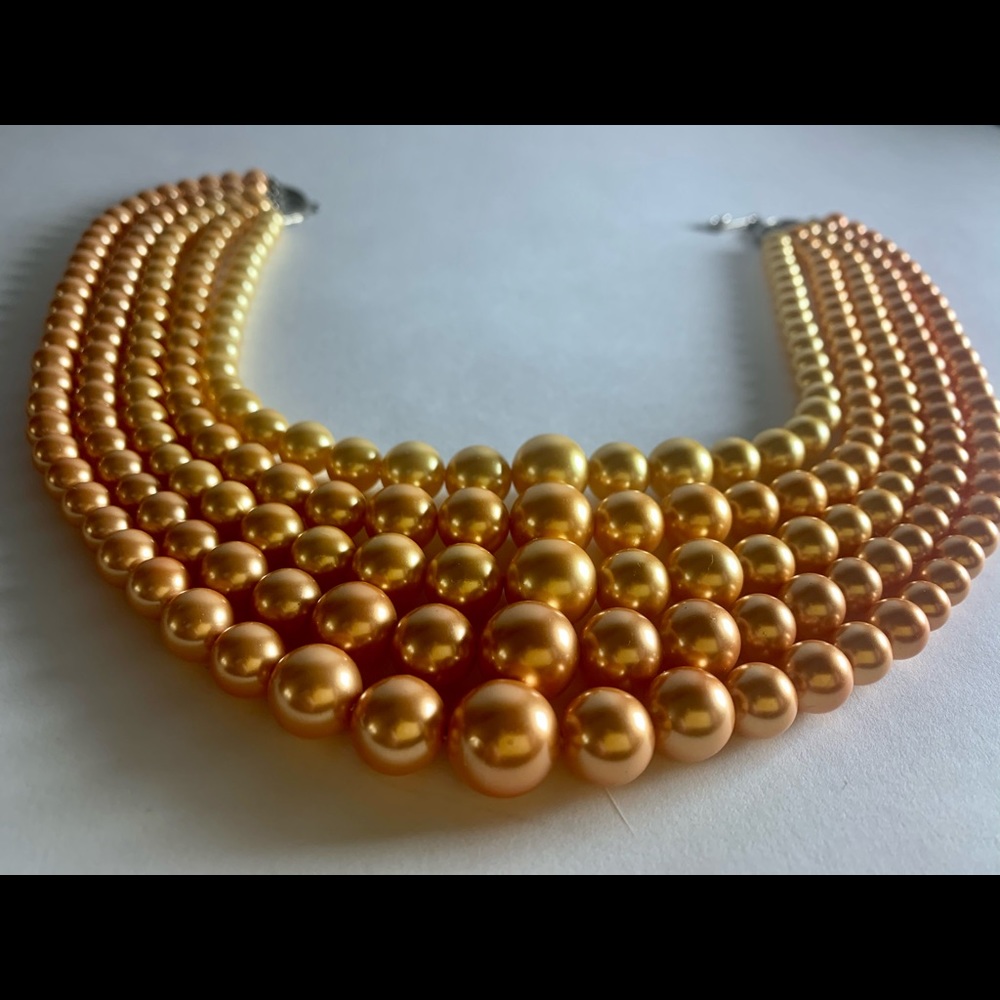 Vintage multistrand amber pearl necklace